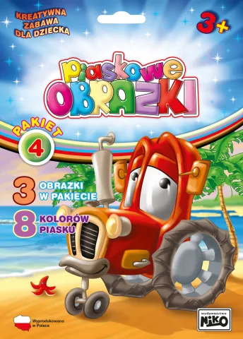 Piaskowe obrazki -Pakiet 4 ( samochód, lokomotywa, traktor)
