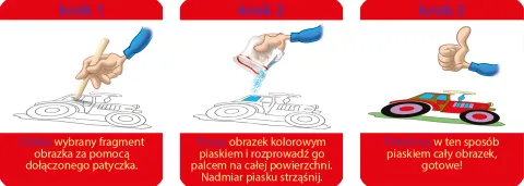Piaskowe obrazki -Pakiet 4 ( samochód, lokomotywa, traktor)