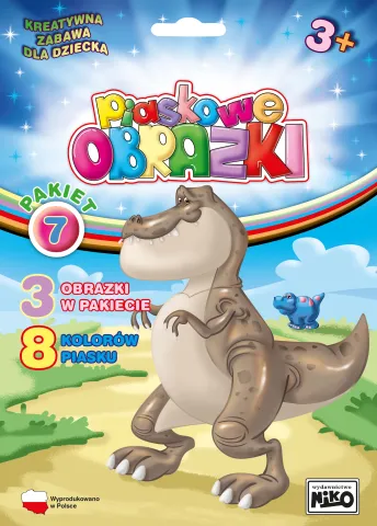 Piaskowe obrazki -Pakiet 7 ( pterodaktyl, t-rex, triceratops)